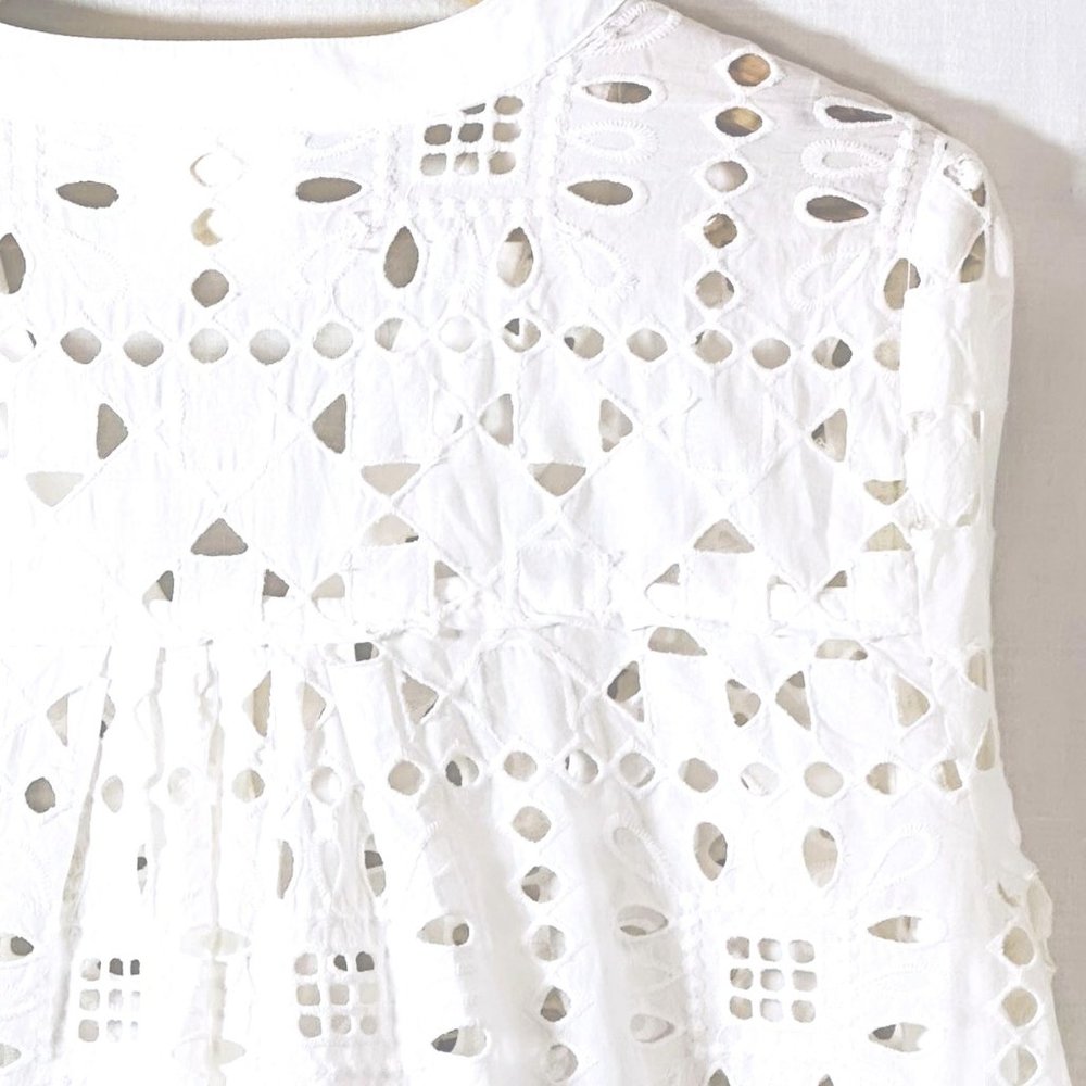 Anthropology, Maeve, (2016) cotton, white lace tunic dress, beach coverup.